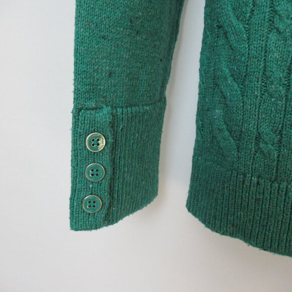 Talbots green flecked cable knit crew neck long sleeve sweater *Sz MP* - Picture 4 of 4